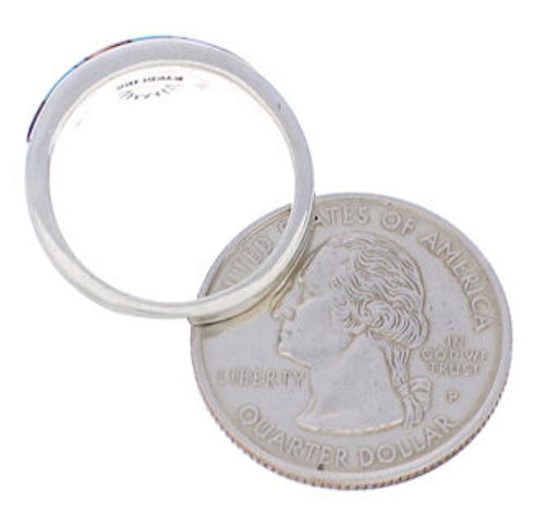 Authentic Sterling Silver Multicolor Inlay Ring Size 7-3/4 UX36477