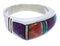 Sterling Silver Turquoise Multicolor Inlay Ring Size 7-3/4 EX50996