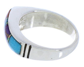 Multicolor Inlay Silver Southwest Ring Size 7-1/4 EX50990