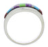 Southwest Turquoise Multicolor Silver Ring Size 6-3/4 EX51017