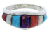 Multicolor Inlay Southwest Silver Ring Size 6-3/4 EX51034