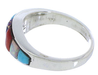 Sterling Silver Southwestern Multicolor Ring Size 5-3/4 EX51039