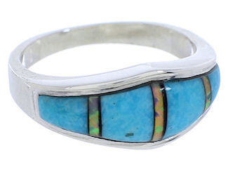 Genuine Sterling Silver Turquoise Opal Ring Size 6-3/4 EX51052