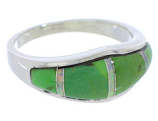 Mojave Turquoise Opal Inlay Southwest Silver Ring Size 5 EX51076
