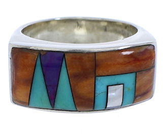 Multicolor Turquoise And Sterling Silver Ring Size 6-1/2 AS41366