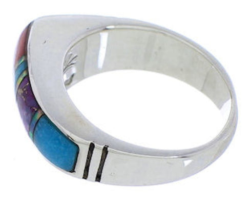 Multicolor Inlay Genuine Sterling Silver Ring Size 6-1/2 JX37929