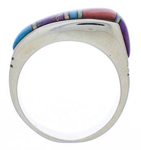 Multicolor Inlay Genuine Sterling Silver Ring Size 6-1/2 JX37929