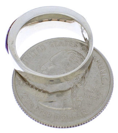 Multicolor Inlay Authentic Sterling Silver Ring Size 6-3/4 JX37963