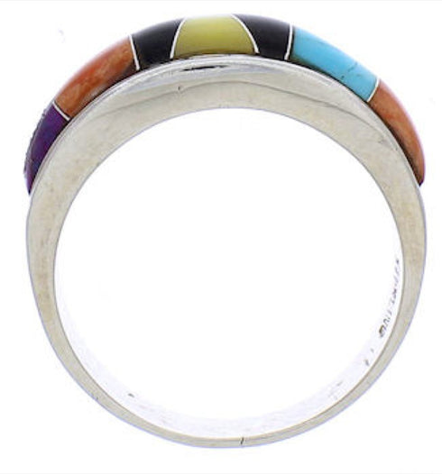 Multicolor Authentic Sterling Silver Ring Size 7-3/4 JX37964