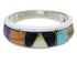 Southwest Authentic Sterling Silver Multicolor Ring Size 7-3/4 JX37965