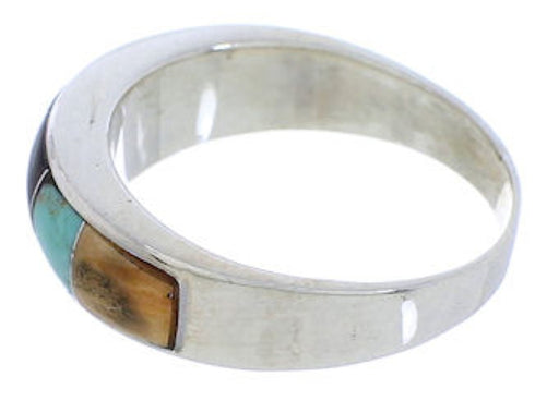 Southwest Authentic Sterling Silver Multicolor Ring Size 7-3/4 JX37965