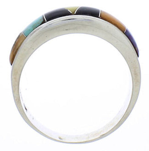 Southwest Authentic Sterling Silver Multicolor Ring Size 7-3/4 JX37965