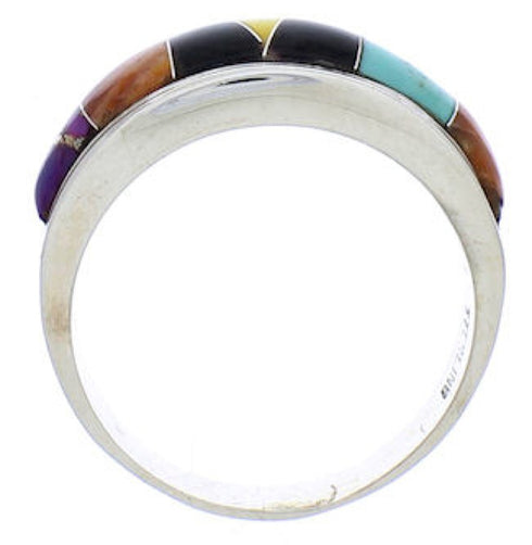 Southwest Genuine Sterling Silver Multicolor Ring Size 7-3/4 JX37966