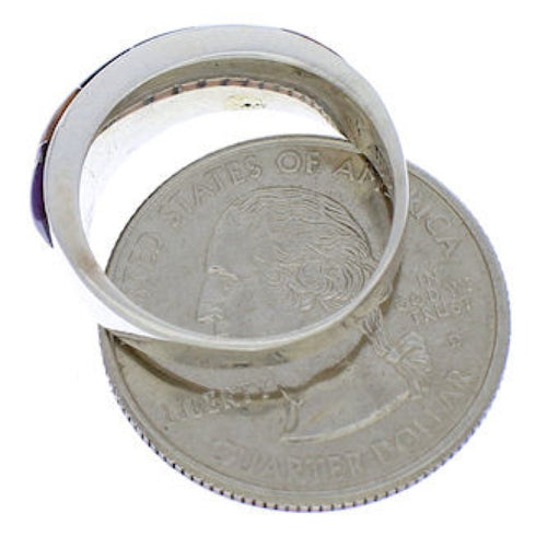 Southwest Genuine Sterling Silver Multicolor Ring Size 7-3/4 JX37966