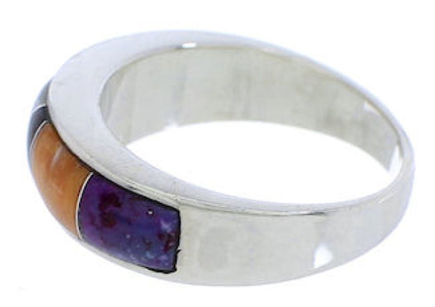 Southwest Sterling Silver Turquoise Multicolor Ring Size 5-3/4 JX37969