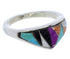 Silver Turquoise Multicolor Southwest Inlay Ring Size 7-1/2 JX37974