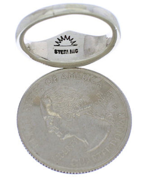 Silver Turquoise Multicolor Southwest Inlay Ring Size 7-1/2 JX37974