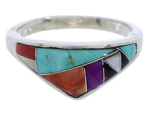 Sterling Silver Southwest Multicolor Ring Size 5-3/4 JX38040