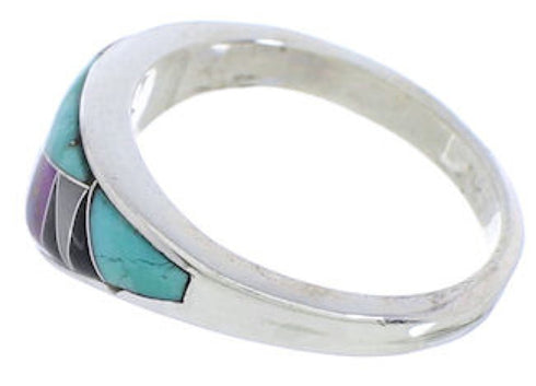 Southwest Sterling Silver Turquoise Multicolor Ring Size 8-1/2 JX38052