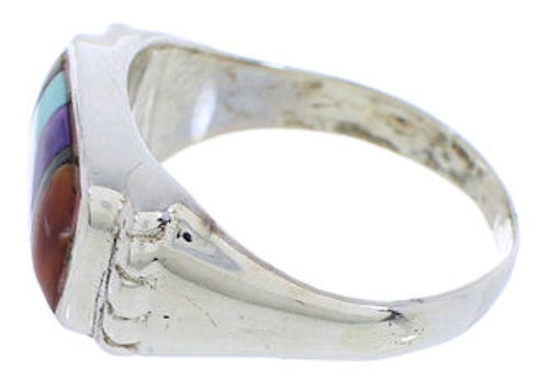 Sterling Silver Turquoise Multicolor Ring Size 8-1/2 JX38057