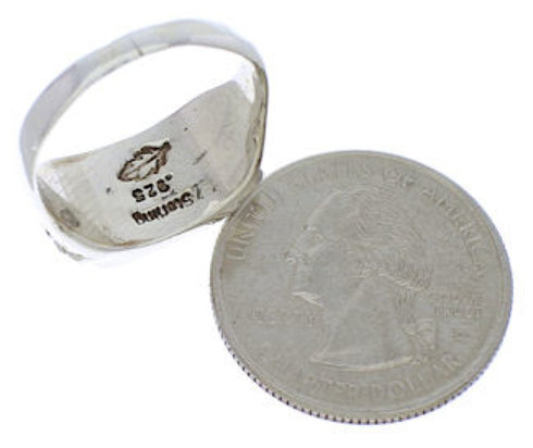 Sterling Silver Turquoise Multicolor Ring Size 8-1/2 JX38057