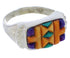 Genuine Silver Turquoise Multicolor Southwest Ring Size 7 JX38068