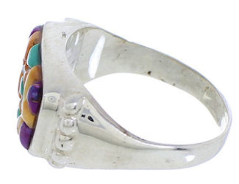 Genuine Silver Turquoise Multicolor Southwest Ring Size 7 JX38072