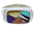 Silver Turquoise Multicolor Southwest Inlay Ring Size 8-3/4 JX38089