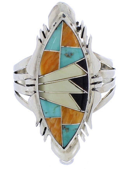 Multicolor Southwest Authentic Sterling Silver Ring Size 6-3/4 JX38187