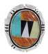 Sterling Silver Multicolor Inlay Ring Size 8-1/2 JX38246