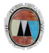 Sterling Silver Multicolor Inlay Ring Size 8-1/4 JX38251