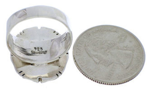 Sterling Silver Multicolor Inlay Ring Size 8-1/4 JX38251