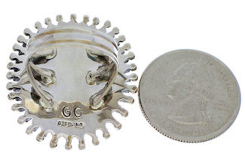 Multicolor Needlepoint Genuine Sterling Silver Ring Size 8-1/2 JX38297