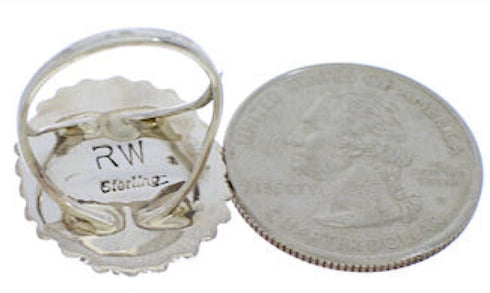 Needlepoint Multicolor Genuine Sterling Silver Ring Size 5-3/4 JX38306