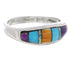Multicolor Inlay Southwest Sterling Silver Ring Size 5-3/4 CX50648