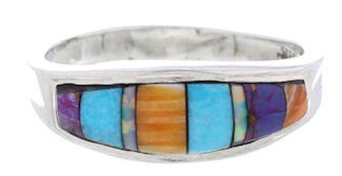Multicolor Genuine Sterling Silver Southwest Ring Size 8-3/4 CX50654