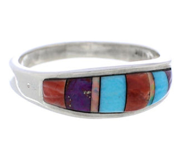Genuine Sterling Silver Multicolor Southwest Ring Size 5-3/4 CX50657