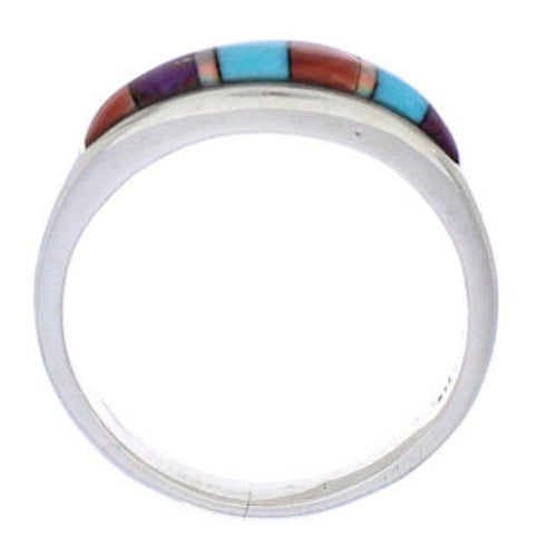 Southwest Multicolor Authentic Sterling Silver Ring Size 8-1/4 CX50661