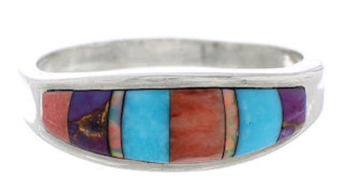Southwest Authentic Sterling Silver Multicolor Ring Size 8-3/4 CX50672