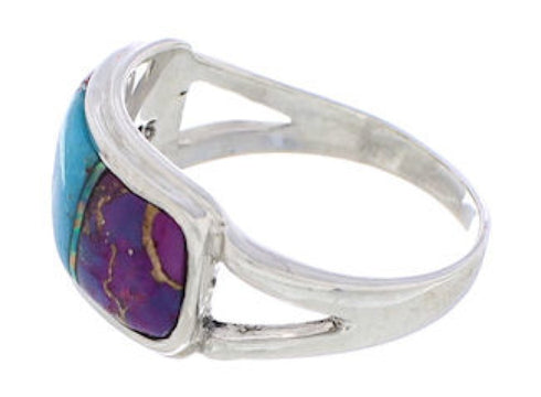 Silver Multicolor Inlay Southwest Ring Size 5-3/4 CX50685