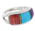 Sterling Silver Multicolor Inlay Southwestern Ring Size 7-1/2 CX50702