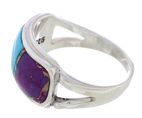 Sterling Silver Multicolor Inlay Southwestern Ring Size 7-1/2 CX50702