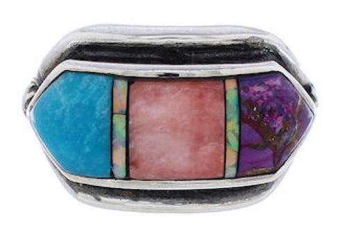 Southwestern Multicolor Sterling Silver Ring Size 5-3/4 CX50757
