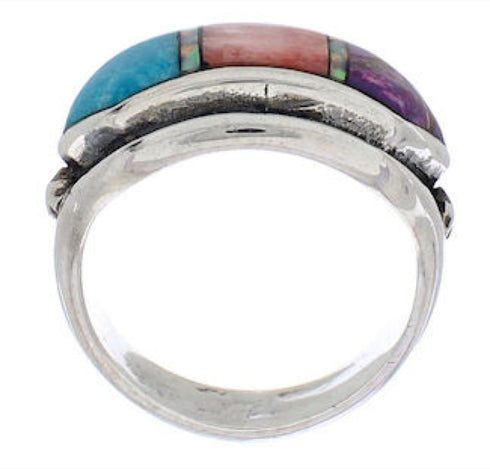 Southwestern Multicolor Sterling Silver Ring Size 5-3/4 CX50757