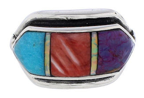 Southwestern Multicolor Sterling Silver Ring Size 5-3/4 CX50758