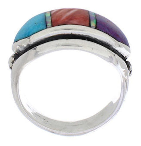 Southwestern Multicolor Sterling Silver Ring Size 5-3/4 CX50758