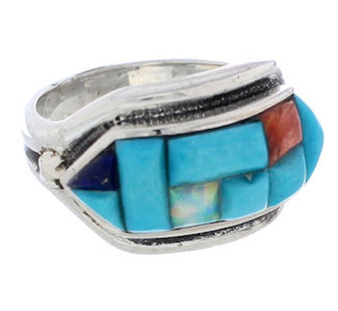 Multicolor Southwestern Authentic Sterling Silver Ring Size 6 CX50759