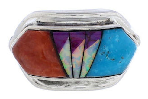 Multicolor Sterling Silver Southwestern Ring Size 6-3/4 CX50760