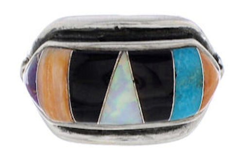 Authentic Silver Multicolor Southwestern Ring Size 5-1/2 CX50761