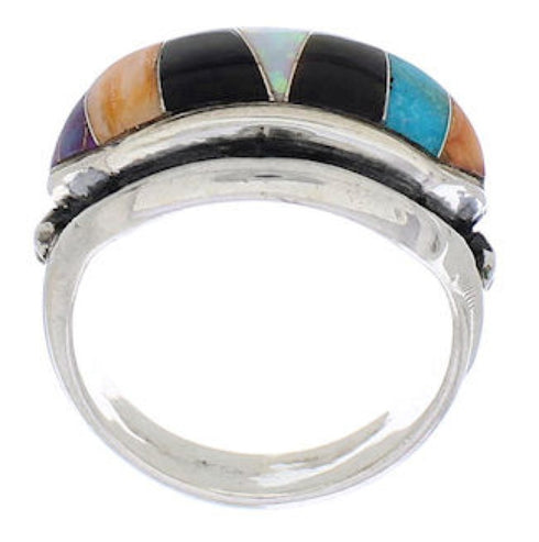 Authentic Silver Multicolor Southwestern Ring Size 5-1/2 CX50761
